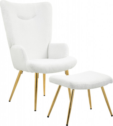 Křeslo s taburetem | bílé č.2