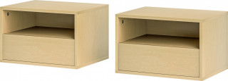 Sada 2 závěsných nočních stolků 45 x 35 x 27,5 cm | přírodní dřevo
