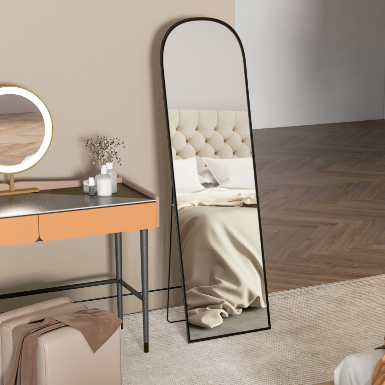 Stojací celoplošné zrcadlo 169 x 49 cm | černé