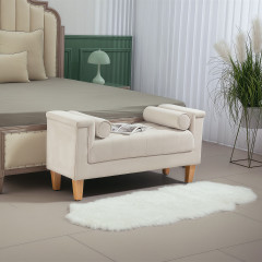 Čalouněná lavice vintage design 115 x 44 x 58 cm | béžová
