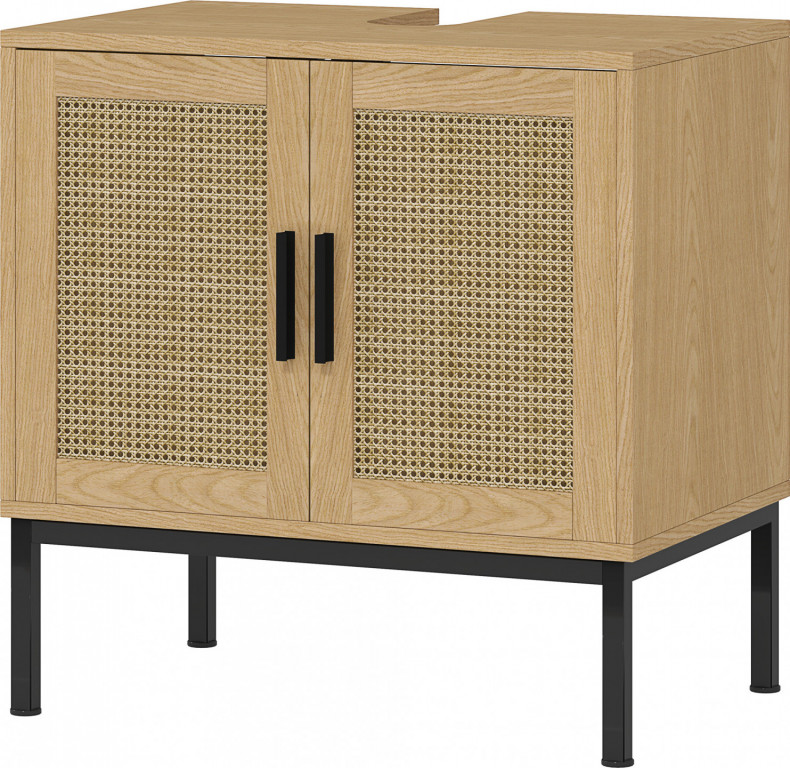 Umyvadlová skříňka s přihrádkou 60 x 39 x 60 cm | přírodní