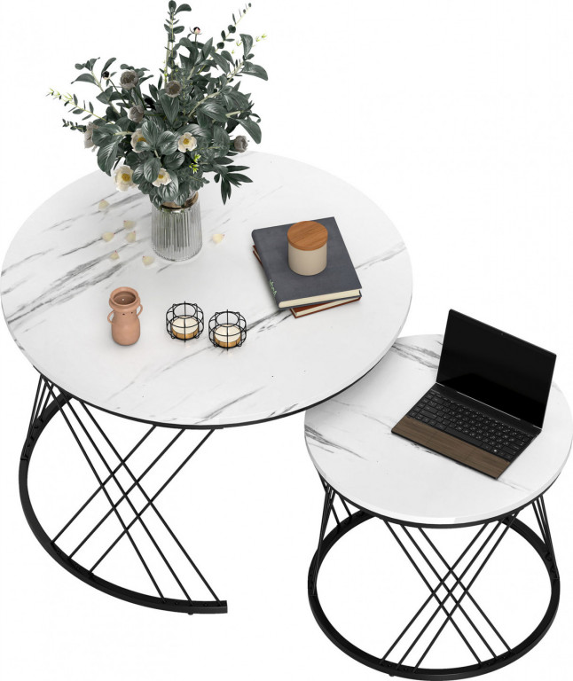 Konferenční stolek kulatý | bílý