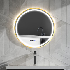 Kulaté koupelnové zrcadlo 60cm s LED osvětlením | zlaté č.1