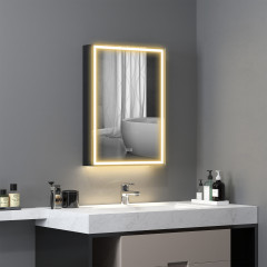 Koupelnová zrcadlová skříňka s LED osvětlením 50 x 12,8 x 70 cm | černá č.1