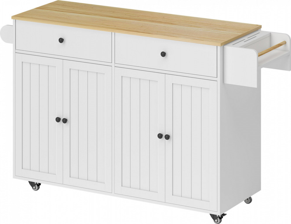 Kuchyňský vozík na kolečkách se 2 zásuvkami | bílý