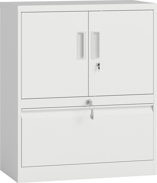 Uzamykatelná víceúčelová kancelářská skříň | bílá