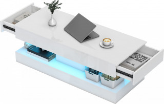 Konferenční stolek s 12barevným LED osvětlením, 120 x 50 x 42 cm | bílý č.1