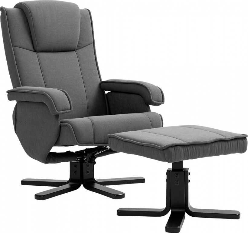 Polohovací křeslo s taburetem | tmavě šedé