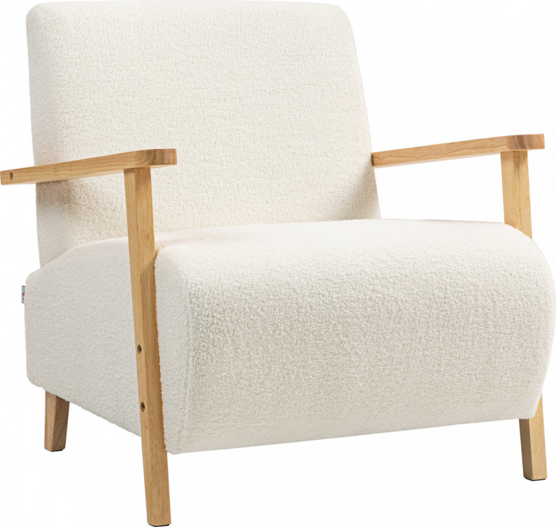 Čalouněné křeslo s opěradlem a područkami | krémově bílé