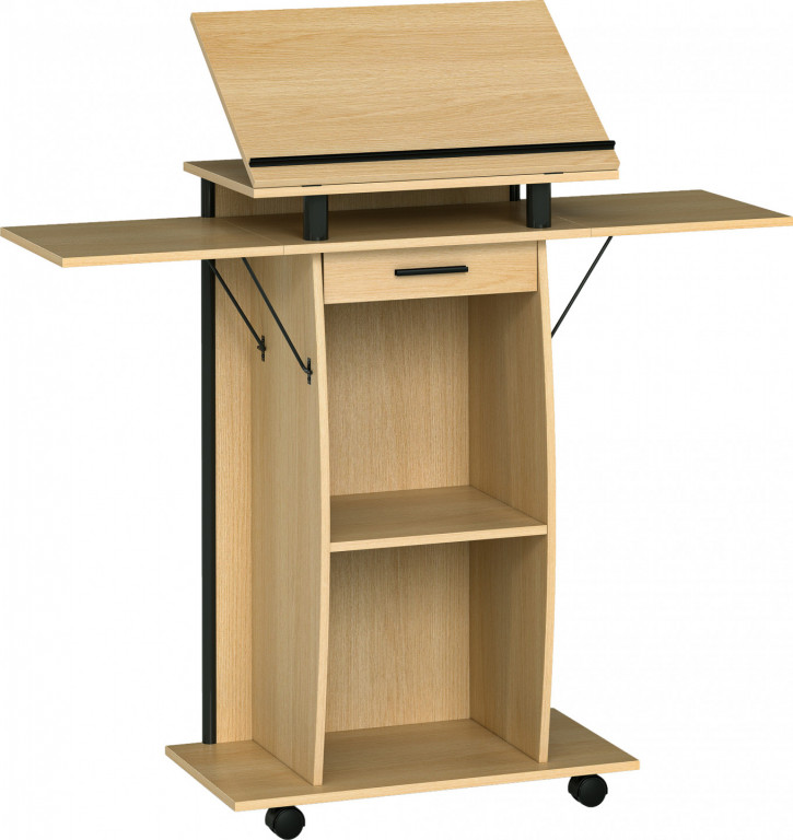 Řečnický pult s kolečky 126 x 37 x 136 cm | přírodní