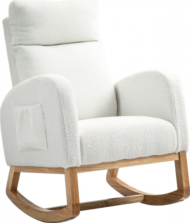 Houpací křeslo se sametovým vzhledem | krémově bílé