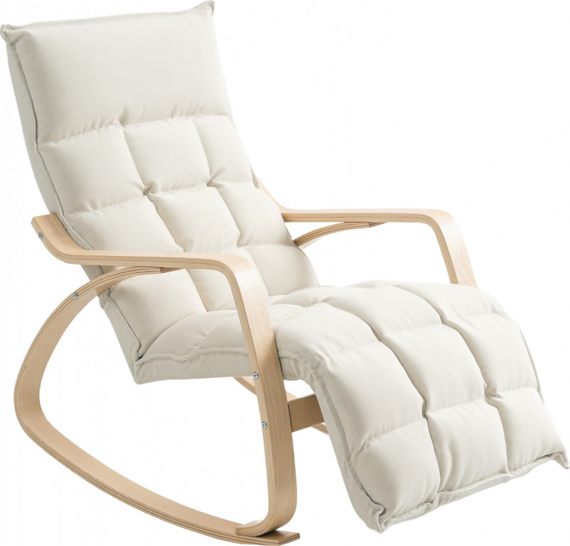 Houpací křeslo s opěradlem a podnožkou | krémově bílé