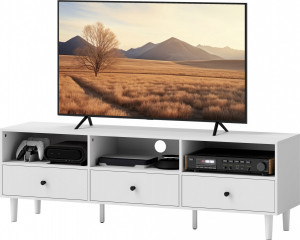 TV stolek se zásuvkami, 140 x 34 x 45 cm | bílý č.1