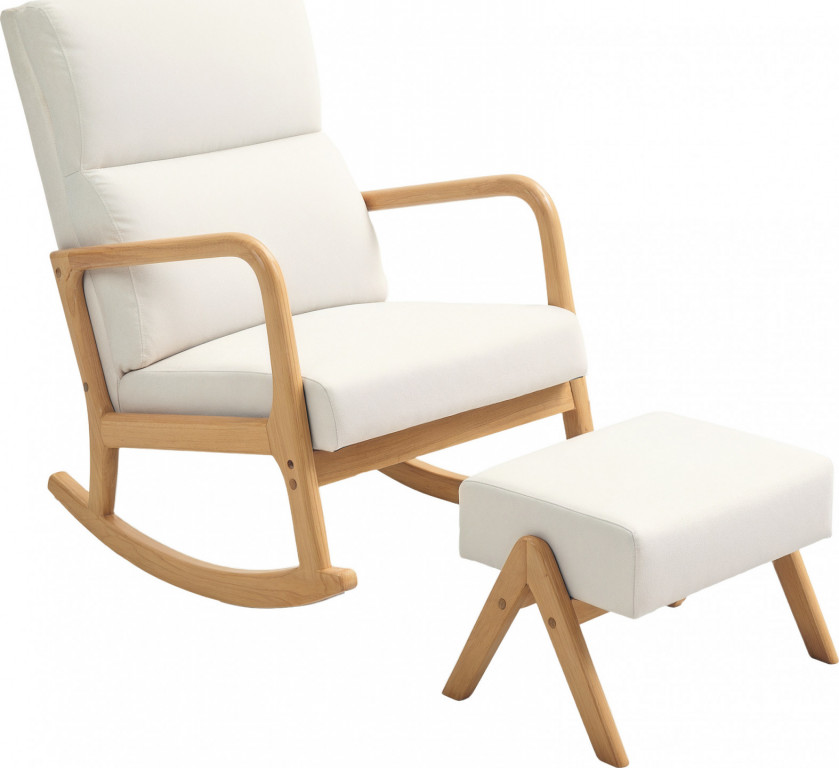 Houpací křeslo do 150 kg s taburetem | krémově bílé