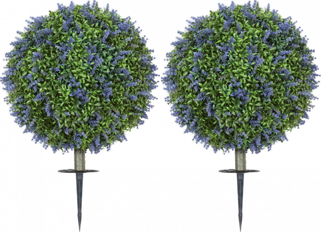 Sada 2 umělých rostlin levandule 60 cm | fialovo-zelená