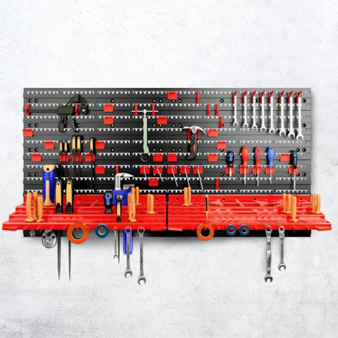 54dílná nástěnná deska na nářadí 95x54cm | černá/červená č.2
