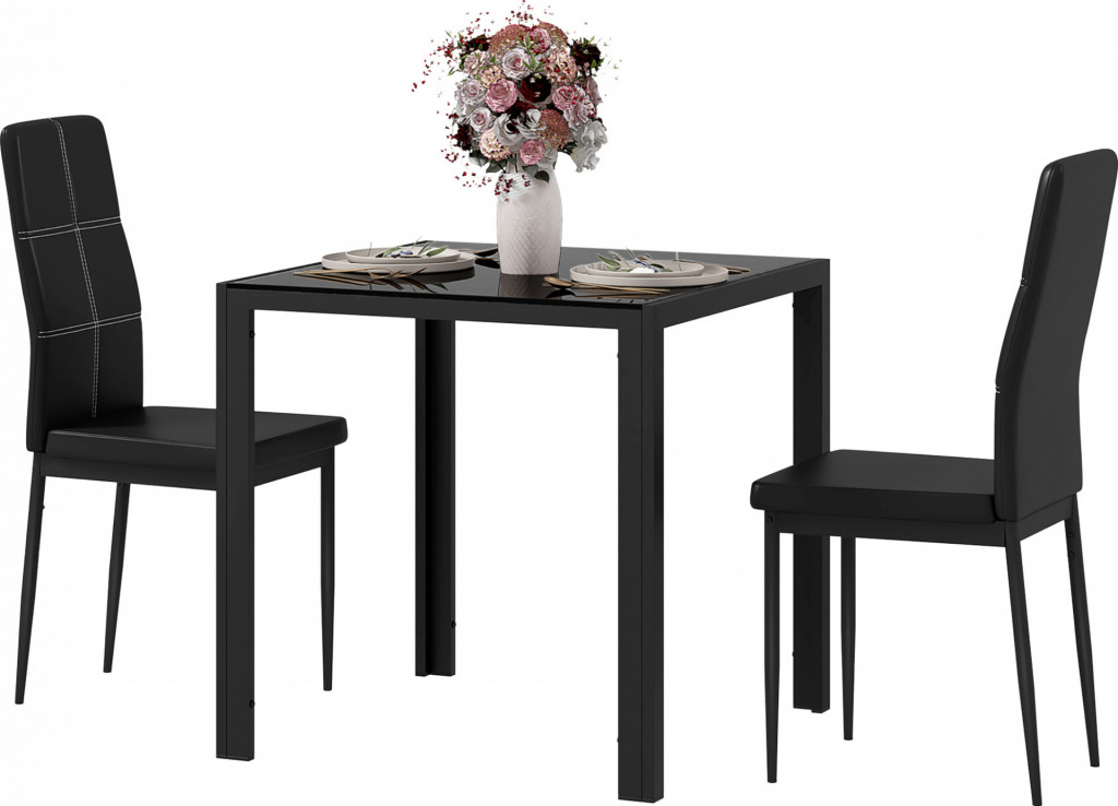 Jídelní stůl se 4 židlemi | černý
