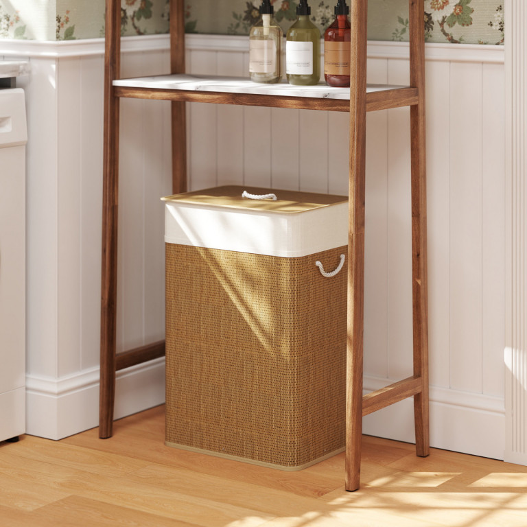 Bambusový koš na prádlo s víkem 72 l | hnědý