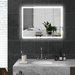 Koupelnové zrcadlo s LED osvětlením 90x70 cm | stříbrné č.1