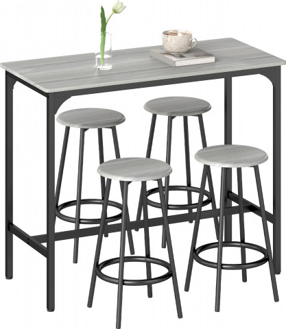 Barový stůl se 4 barovými židlemi | šedý č.2
