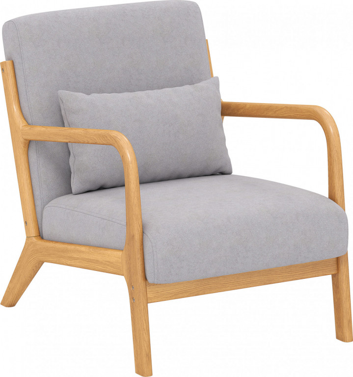 Dřevěné relaxační křeslo se sametovým vzhledem | šedé