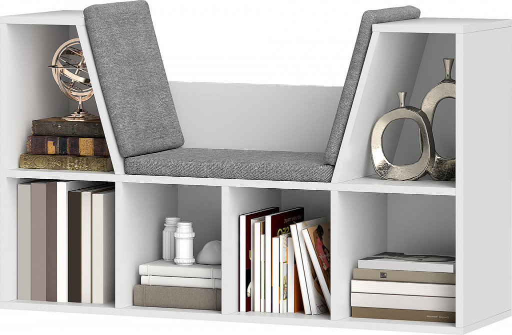 Úložný regál se 6 přihrádkami, 105 x 30 x 63 cm | bílý