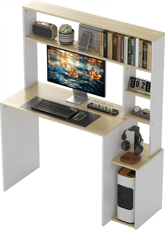 Kancelářský stůl s otevřenými policemi | dub