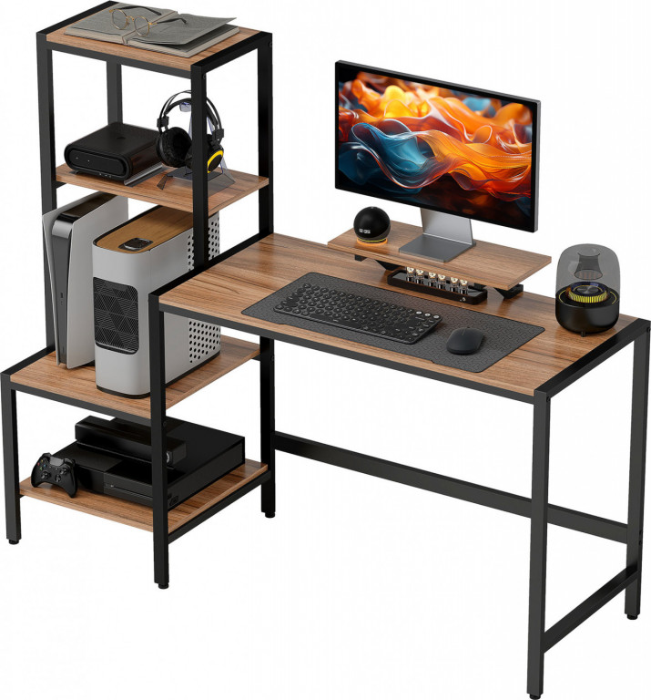 Kancelářský stůl s podstavcem na monitor, 150 x 48 x 125 cm | hnědý