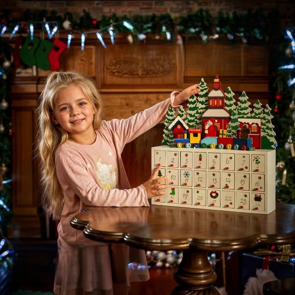 Dřevěný adventní kalendář | Zimní krajina