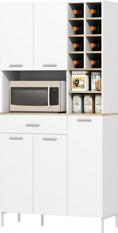 Kuchyňská skříňka s nastavitelnými policemi, 90 x 35 x 183 cm | bílá