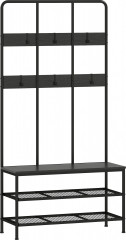 Stojan na kabáty s lavicí na boty 91 x 36 x 180 cm | černý