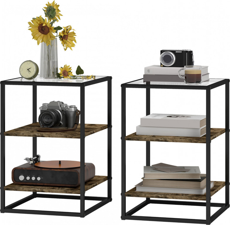 Sada 2 konferenčních stolků | rustikálně hnědé