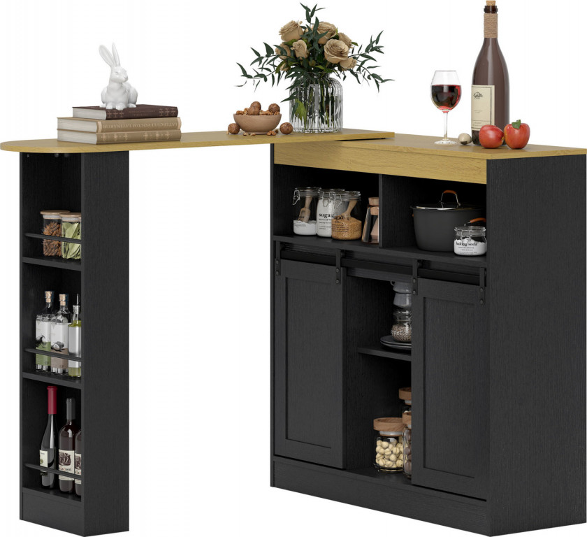 Rozkládací barový stůl, 187,5 x 35 x 105 cm | černý