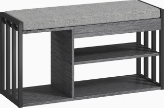 Botník s čalouněným sedákem, 86 x 30 x 45,4 cm | šedý č.1