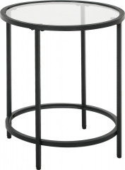 Odkládací kulatý stolek se skleněnou deskou, průměr 48 cm | černý