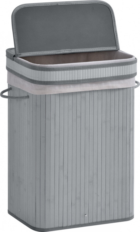 Bambusový koš na prádlo 70 litrů | šedý