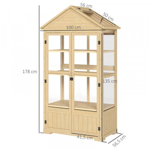 Skleník se střešními okny 100 x 56,5 x 178 cm | přírodní dřevo č.4