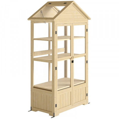 Skleník se střešními okny 100 x 56,5 x 178 cm | přírodní dřevo č.2