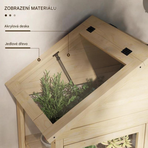 Skleník se střešními okny 100 x 56,5 x 178 cm | přírodní dřevo č.5