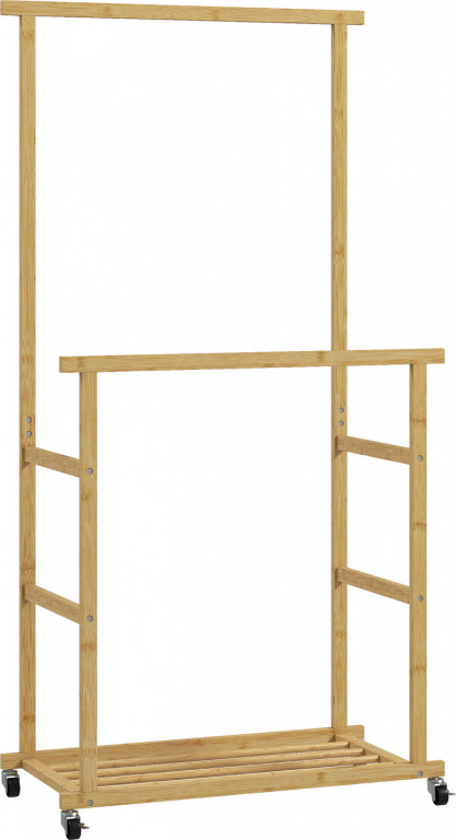 Pojízdný bambusový věšák na oděvy | přírodní