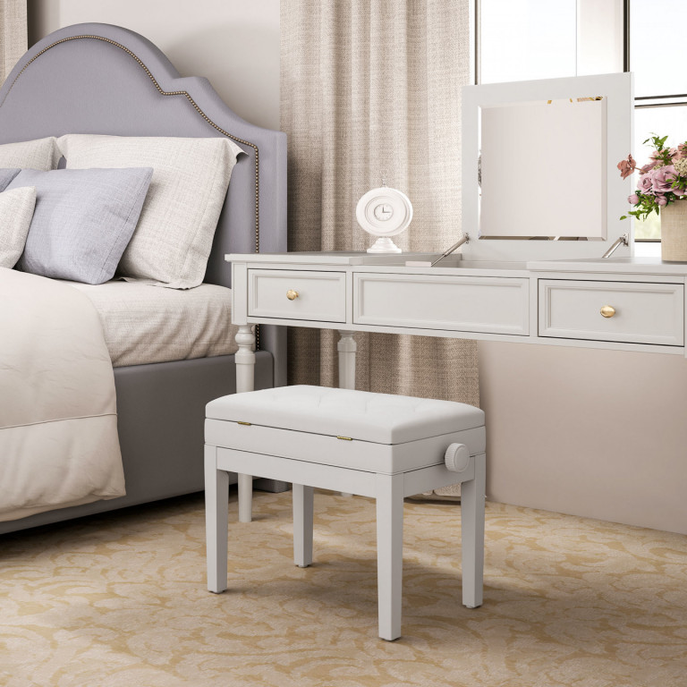 Elegantní klavírní lavice z masivu | bílá