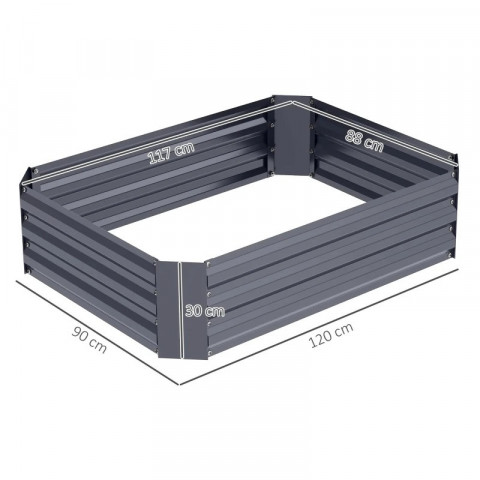 Vyvýšený ocelový záhon, 120 x 90 x 30 cm | tmavě šedý č.6