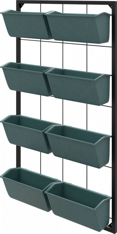 Stojan na rostliny s 8 květináči 52,5 x 14 x 90 cm | tmavě zelený