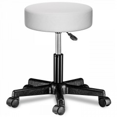 Pojízdná stolička s kolečky otočná o 360° | bílá Pojízdná stolička s kolečky otočná o 360° | bílá