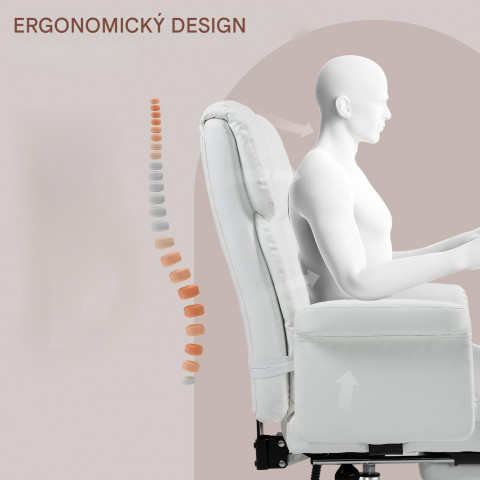 Ergonomická kancelářská žide s funkcí polohování | bílá č.3