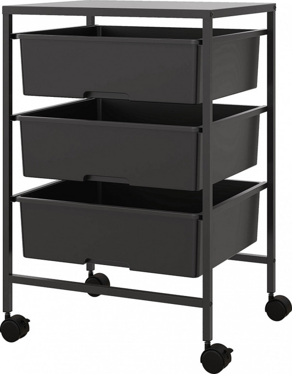 Servírovací vozík se 3 policemi 40,8 x 33,5 x 6,5 cm | černý