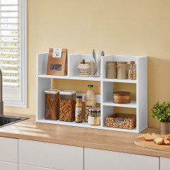 Dřevěná úložná skříňka na stůl se 6 policemi | bílá č.1