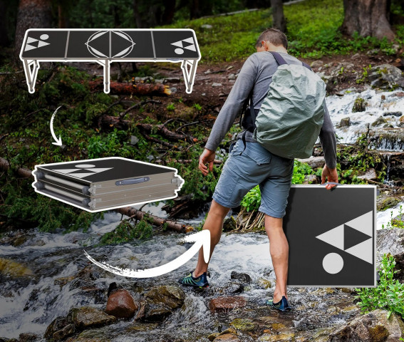 Skládací kempingový stůl 240 x 60 x 54-70 cm | černý č.6