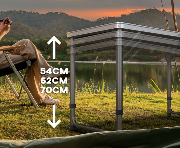 Skládací kempingový stůl 240 x 60 x 54-70 cm | černý č.7