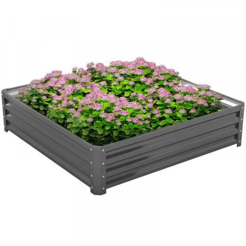 Ocelový vyvýšený záhon 120x120x30 cm | světle šedý č.3